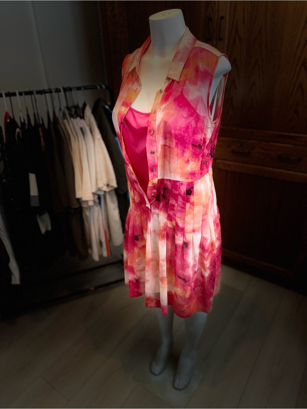Calvin Klein Pink and Orange Watercolor Shirt
